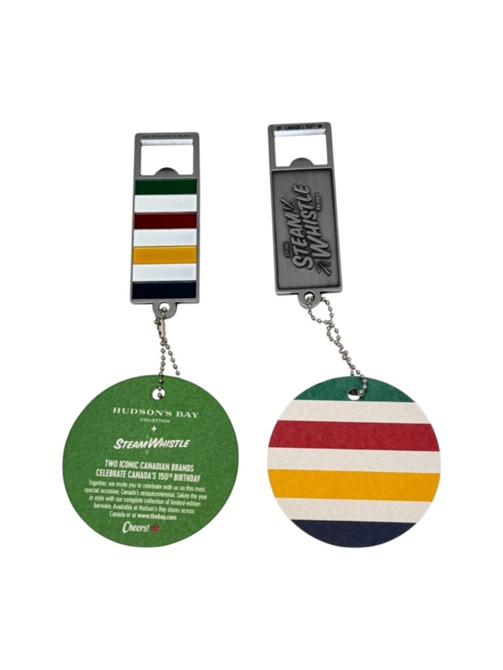 HBC‎ Hudsons Bay Steam Whistle Opener Keychain  Lot 2 New Tags 150th Anni…